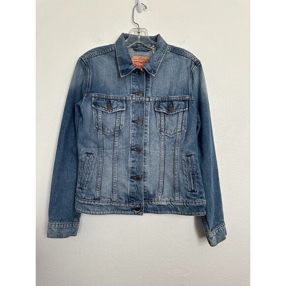 Levi's Denim Trucker Jacket Medium Wash Blue Cotton Long Sleeve Women's Medium - Picture 1 of 9